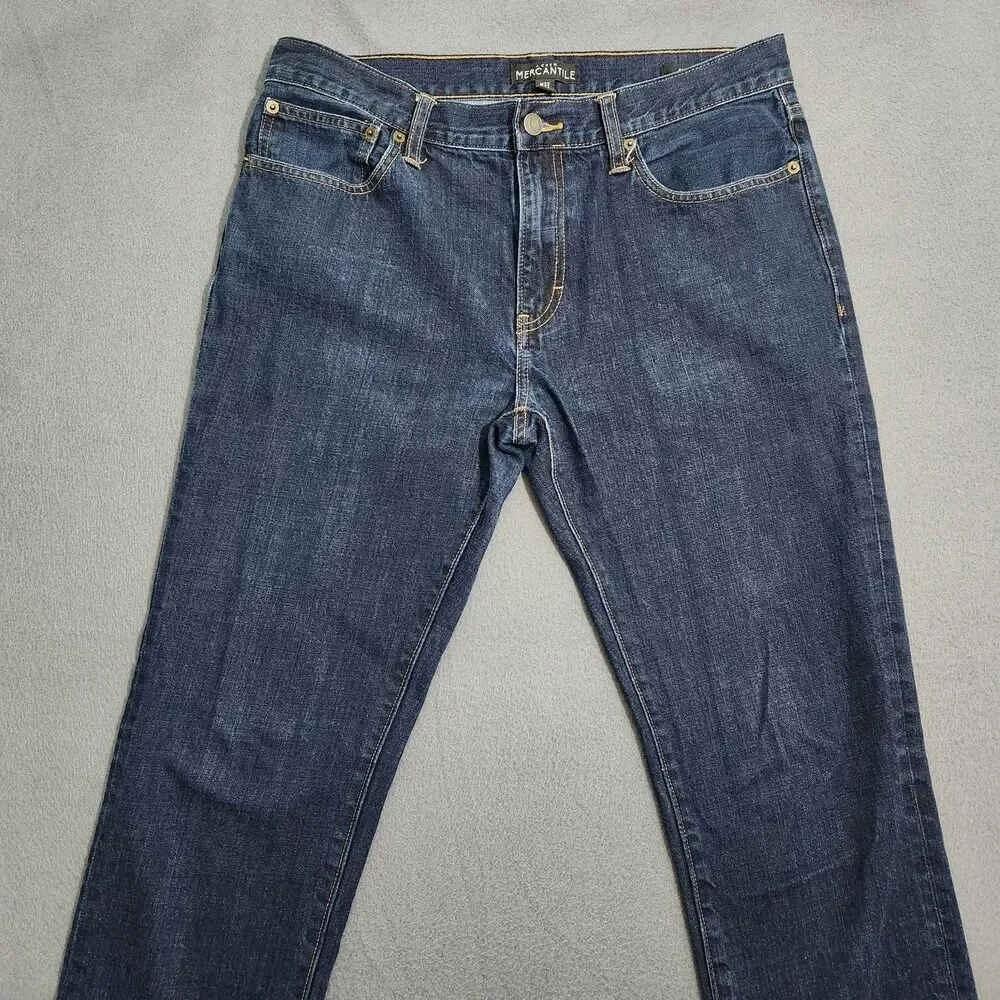 J. Crew Mercantile Jeans Men 32X34 (33X31.5) Dark Wash Slim Straight Leg